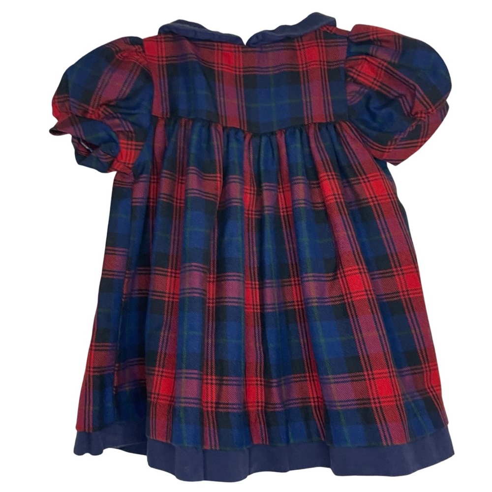 Vintage | 18m Adorable Peter Pan Collar Plaid TeddyBear Dress - Picture 4 of 7